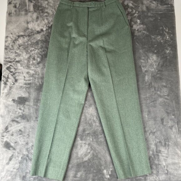 Pendleton Petite Women's Pants Size 10 100% Virgin Wool Made In The USA Green - Picture 1 of 9
